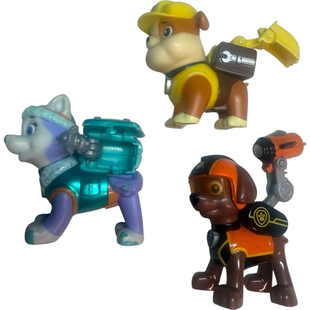 Lot Of 3-Patrol Patrol Action Pack Pups Everest, Rubble, Zuma Rescue Dog Figure